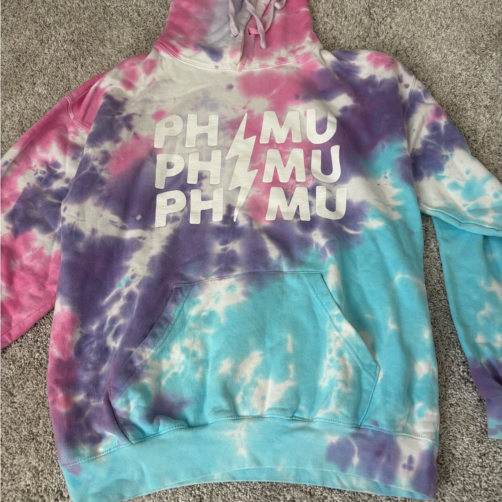 Tie-Dye Hoodie with PHI MU Logo